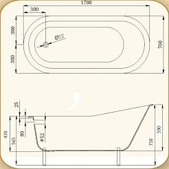 Magliezza Чугунная ванна Gracia Red 170x76 (ножки белые) – фотография-5